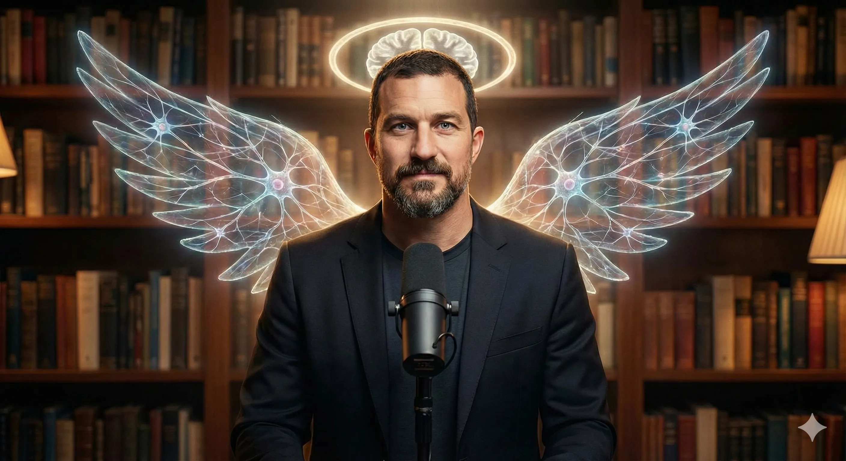 Andrew Huberman as an angel podcasting